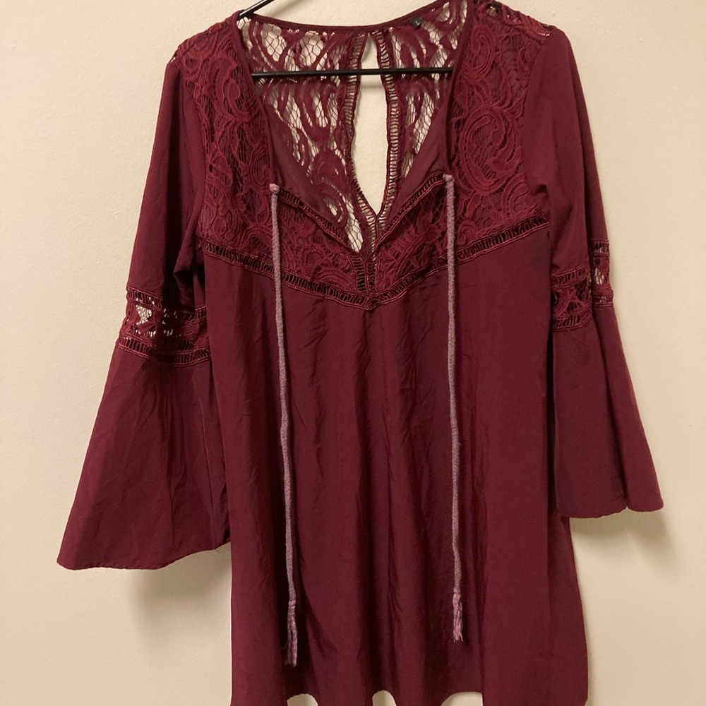 Red lacy top